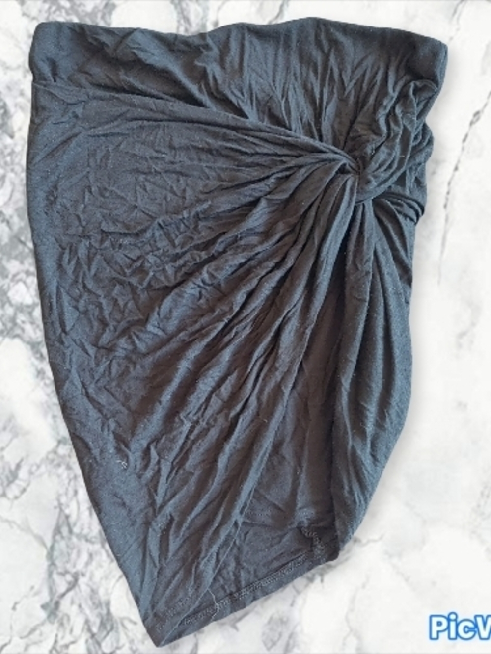 Asymmetrical Black Knot-Front Women's Skirt